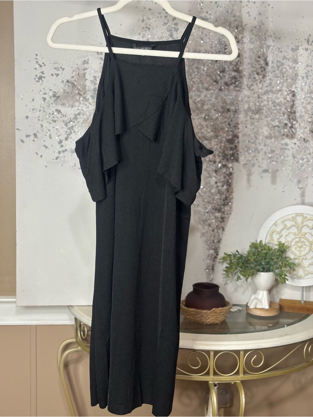 Christian Siriano Black Ruffled Midi Dress